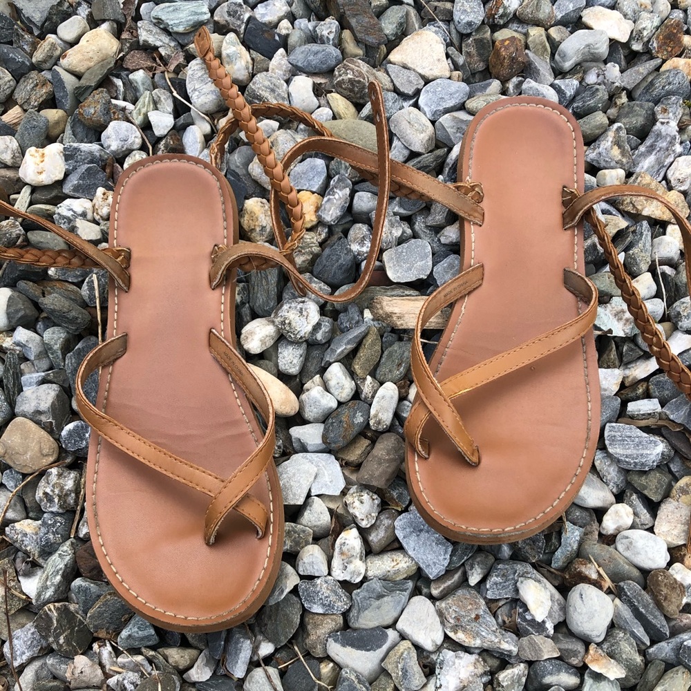 American Eagle Braided Lace Up Sandals